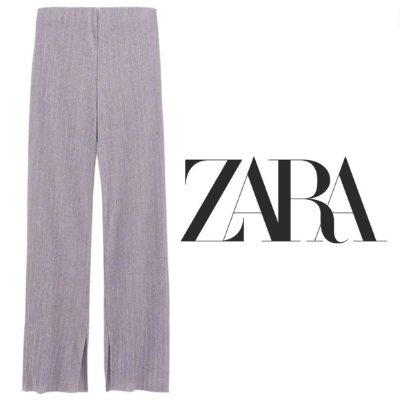 Zara Sheer Elegance Slit Pants - Lavender Mist - Size Large - Picture 1 of 12